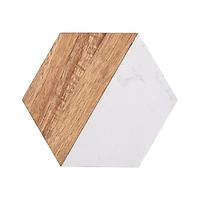 Craft Express 3.93" x 4.5" Coaster Marble & Wood Laserable Hexagonal, 4ct.