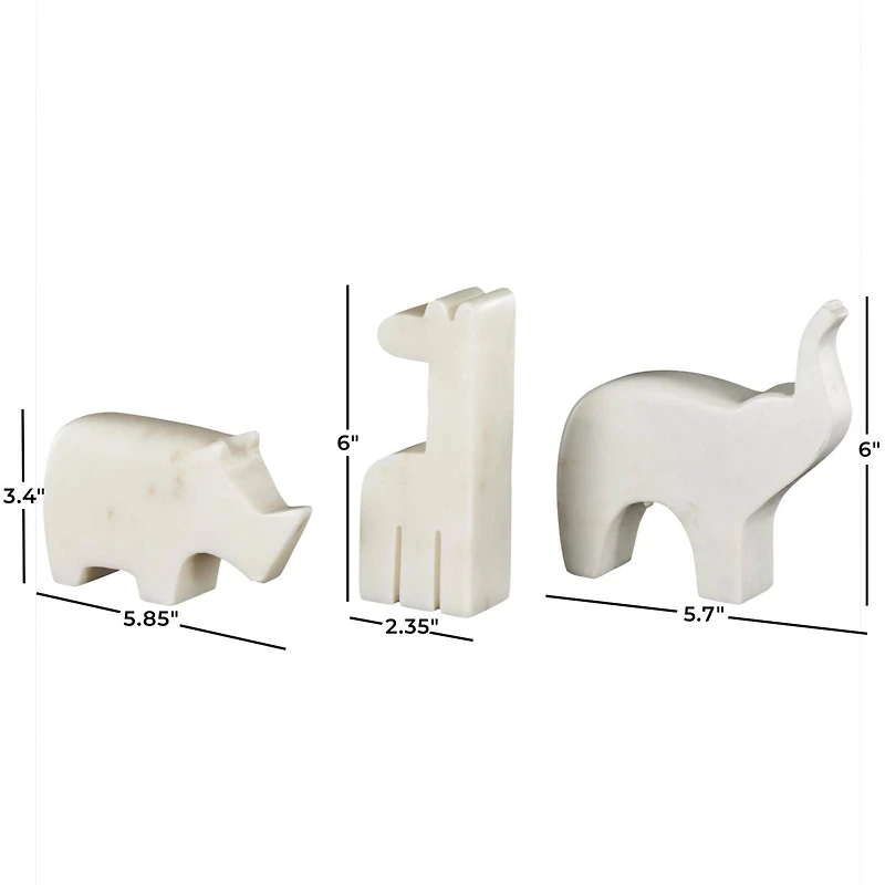 Cream Marble Safari Animals Abstract Sculptures, 3ct.