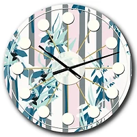 Designart 'Retro Handdrawn Lilies Mid-Century Modern Wall Clock