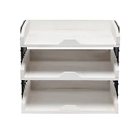 Elegant Designs Whitewash Wood Desk Organizer Letter Tray with 3 Shelves