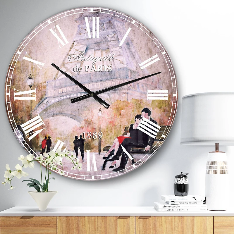 Designart Love in Paris VI French Country Wall Clock