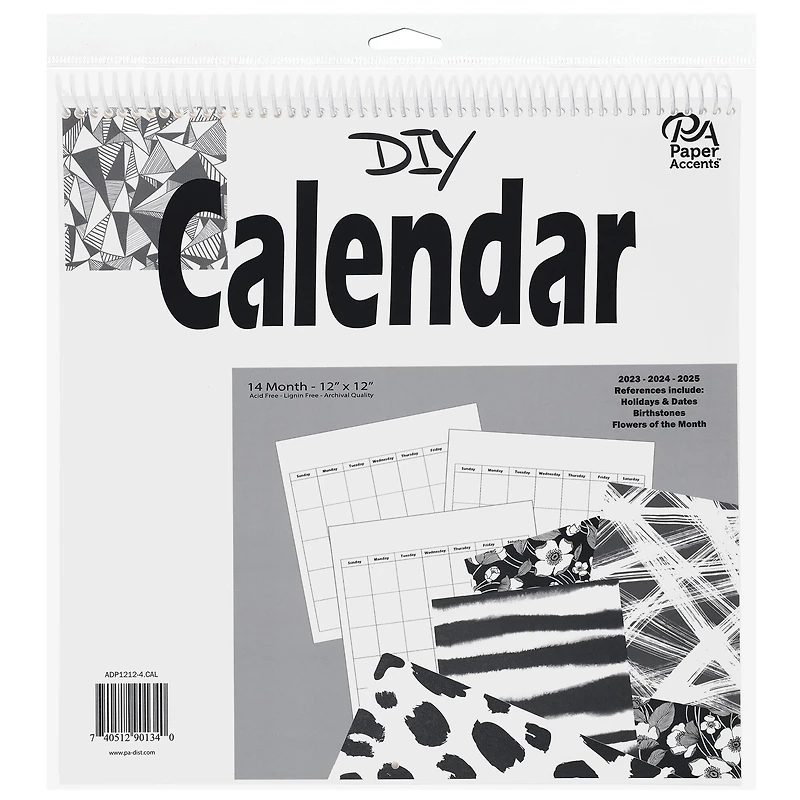 PA Paper™ Accents 12" x 12" Blank White 14 Month DIY Calendar