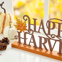 Glitzhome® 18" Wood & Metal Happy Harvest Table Décor