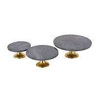 The Novogratz Set of 3 Black Aluminum Natural Cake Stand, 6" x 12" x 12"