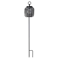 Glitzhome® 33" Black Metal Stripes Solar Powered Outdoor Lantern