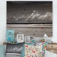 Designart - Monochrome Coastline Under Cloudy Sky