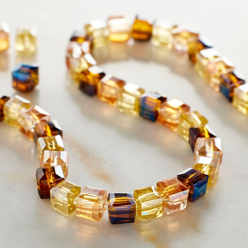 12 Pack: 4mm Glass Cube Mix by Bead Landing