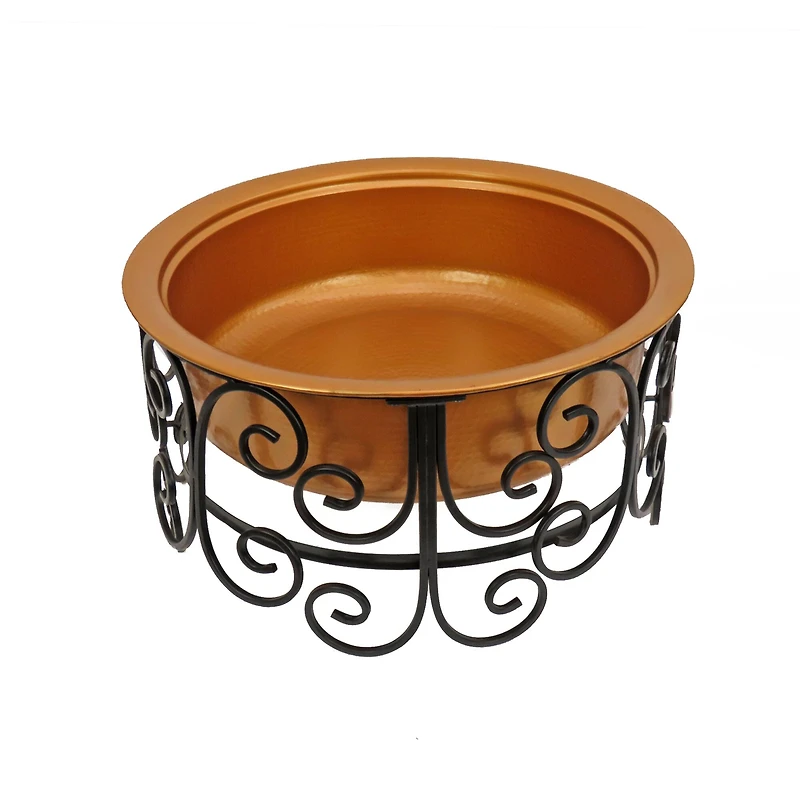 30" Deep Bowl Copper Fire Pit with Stand & Screen