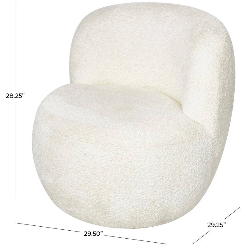 White Polyester Rounded Barrel Accent Chair