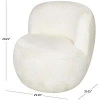 White Polyester Rounded Barrel Accent Chair