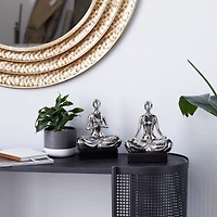 9" Silver Porcelain Yoga Sculpture Set