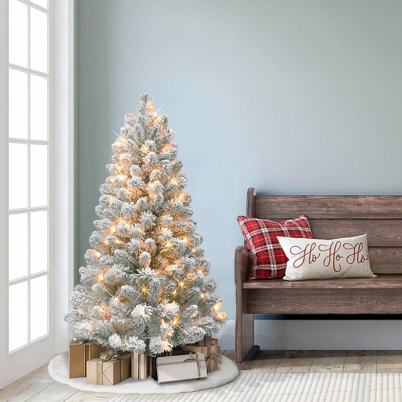 4ft. Pre-Lit Flocked Virginia Pine Artificial Tree, Clear Lights