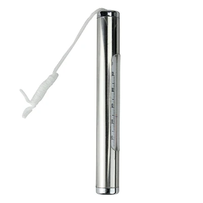 6.75" Silver Metallic Round Swimming Pool Thermometer with Cord