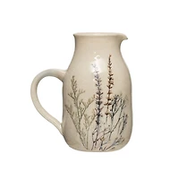 Hello Honey® 32oz. Floral Reactive Crackle Glaze Stoneware Debossed Pitcher