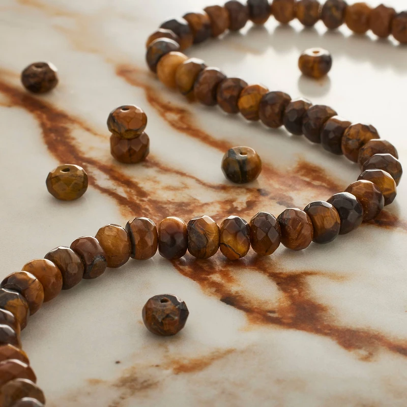 Yellow Tiger's Eye Faceted Rondelle Beads, 6mm by Bead Landing™