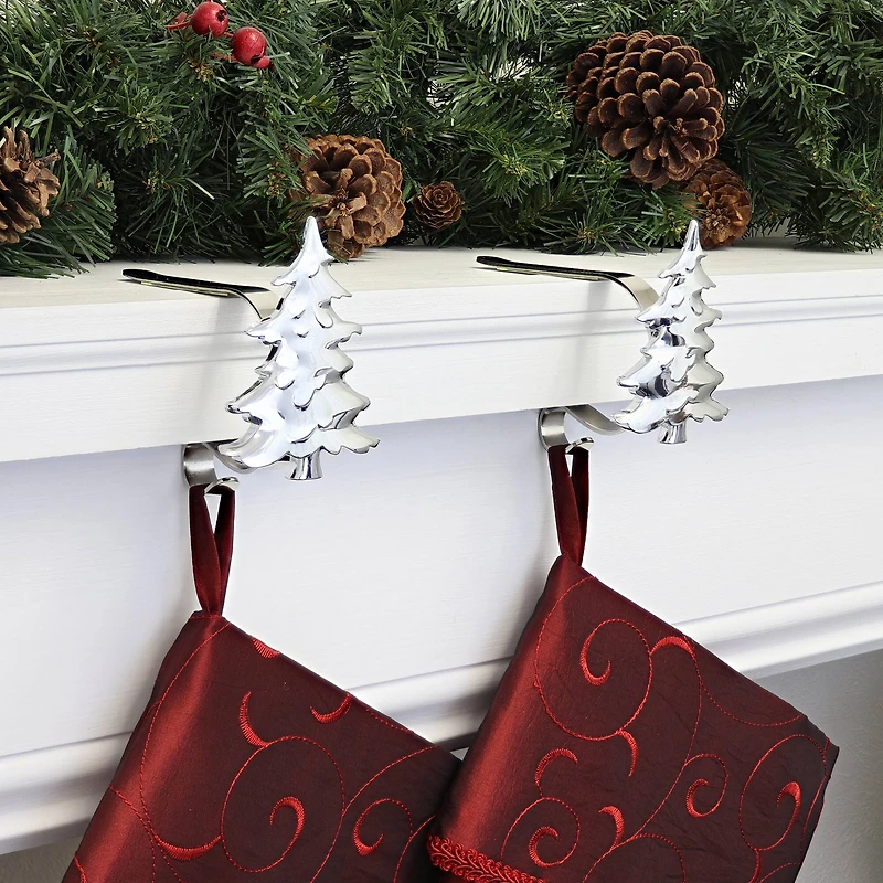 Original MantleClip® Silver Tree Icons Stocking Holders, 2ct.