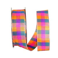 Reliant 1.5" Bright Plaid Wired Ribbon