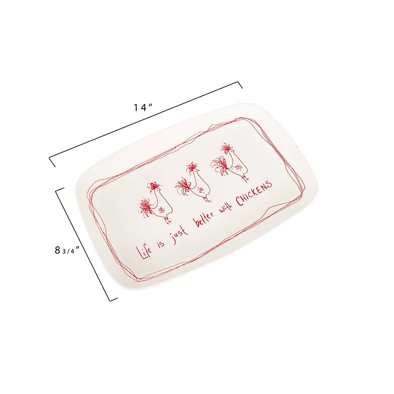 Hello Honey® 15" Better with Chickens Stoneware Platter