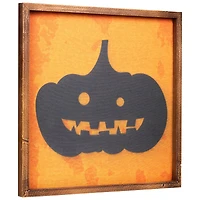 15.75" Black Jack O Lantern Silhouette Halloween Wall Hanging