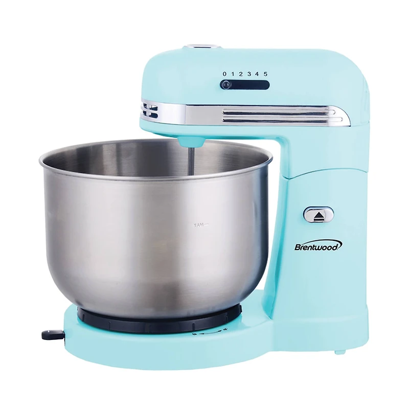 Brentwood 5-Speed Blue Stand Mixer with 3qt. Stainless Steel Mixing Bowl