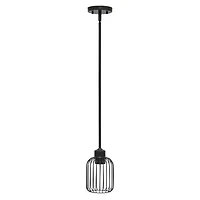 Lalia Home Ironhouse 7" Black 1-Light Metal Caged Mini Pendant