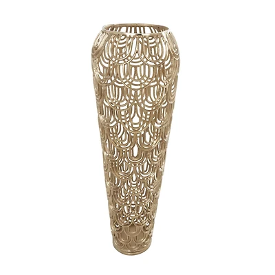 35" Gold Art Deco Arches Aluminum Vase