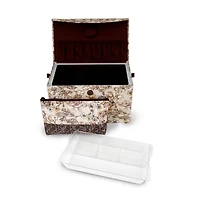 Dritz® Neutral Floral Medium Rectangular Sewing Basket With Zippered Case