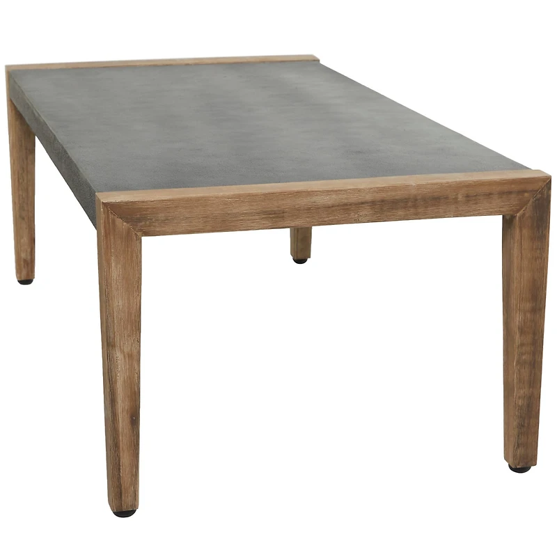 44" Dark Gray Wood Outdoor Coffee Table With Wood Legs