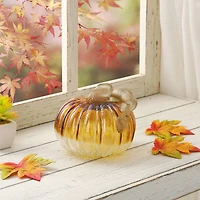 Glitzhome® Crackle Glass Short Pumpkin, Amber