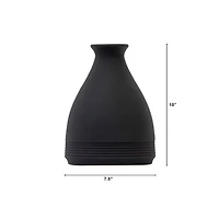 10" Black Matte Cone Stone Vase