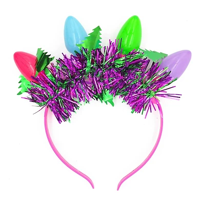 Multicolor Bulb & Tinsel Light-Up Headband by Creatology™