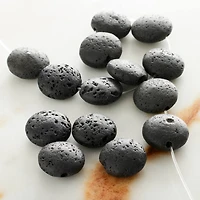 12 Pack:  Black Lava Stone Lentil Beads, 12mm by Bead Landing™