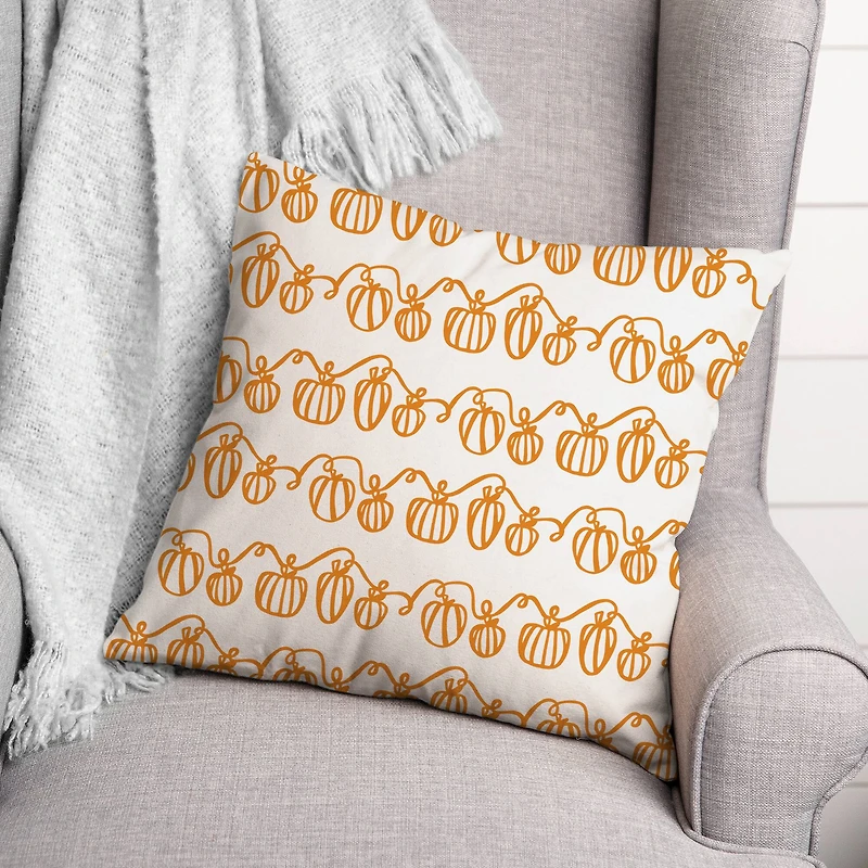 Pumpkin Doodle Throw Pillow