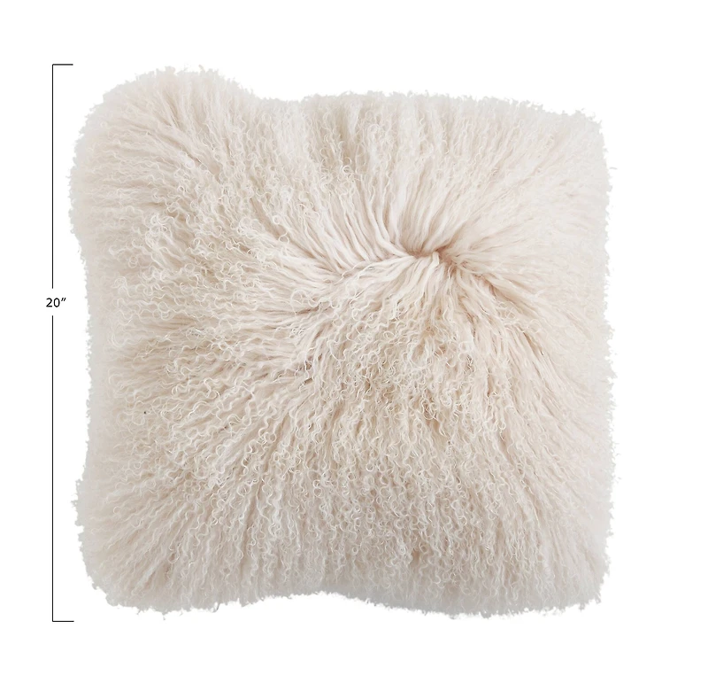 Hello Honey® Cream Mongolian Lamb Fur Throw Pillow