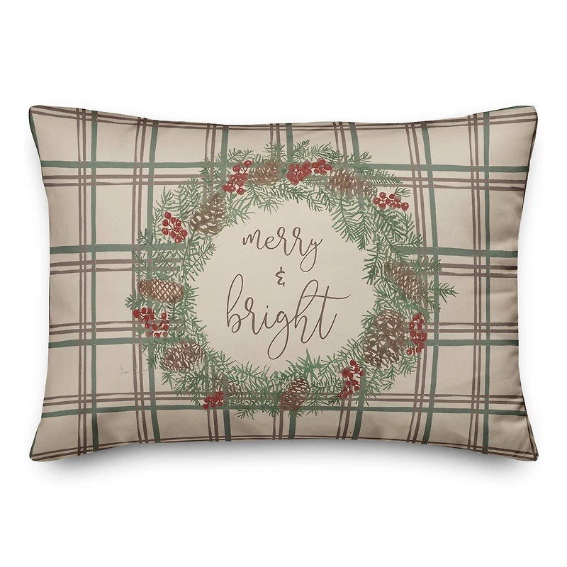 Merry & Bright Plaid Rectangle Throw Pillow
