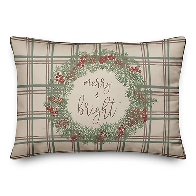 Merry & Bright Plaid Rectangle Throw Pillow