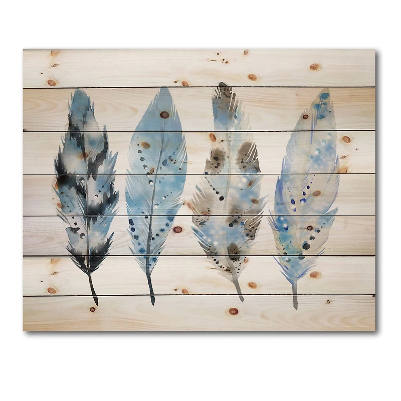 Designart - Blue Boho Feathers I