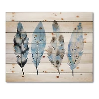 Designart - Blue Boho Feathers I