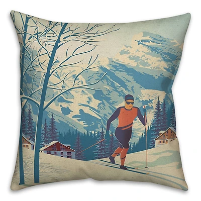 Eat Sleep Ski Repeat 18x18 Throw Pillow