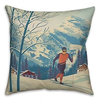 Eat Sleep Ski Repeat 18x18 Throw Pillow