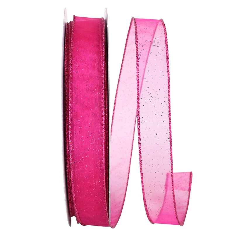 JAM Paper 7/8" x 50yd. Sheer Glitz Wired Value Ribbon