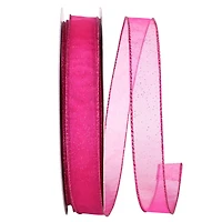 JAM Paper 7/8" x 50yd. Sheer Glitz Wired Value Ribbon