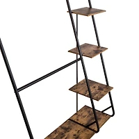 Honey Can Do 68" Freestanding Open Closet Wardrobe with Wood Shelf & Black Metal Frame