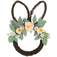 15" Bunny Ears Floral Easter Twig Wreath