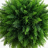 2.5ft. UV-Resistant Artificial Cedar Ball Topiary Tree in White Decorative Planter
