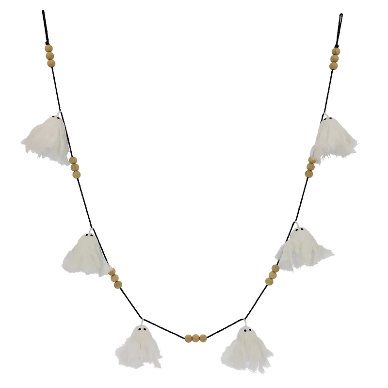6ft. White Ghost & Wood Bead Garland by Ashland®