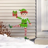 Glitzhome® 3ft. Metal Dancing Elf Yard Stake Set