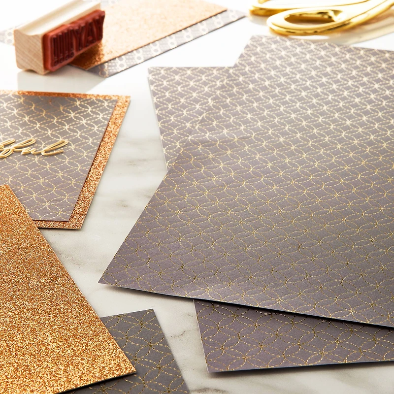 Black with Gold Circles Paper by Recollections™, 12" x 12"