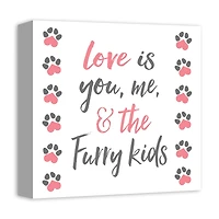 Love is You, Me and the Furry Kids Canvas Wall Art