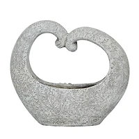 Gray Fiberglass Planter with Stone Mosaic Design
